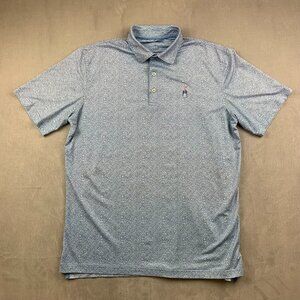 Johnnie-O Mens Shirt Large Liberty Blue Lenox Polo Prep-Formance Popcorn Kernels